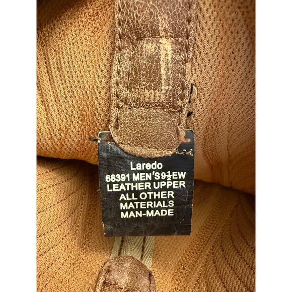 Laredo Men’s Cowboy Western Boots 9.5 EW Extra Wide Brown Distressed Leather - Picture 4 of 9